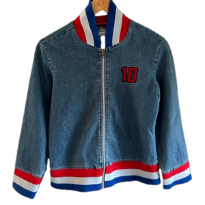 Vintage Jeans Denim Lightweight Jacket Zip Up Stripes number 10 Size Medium